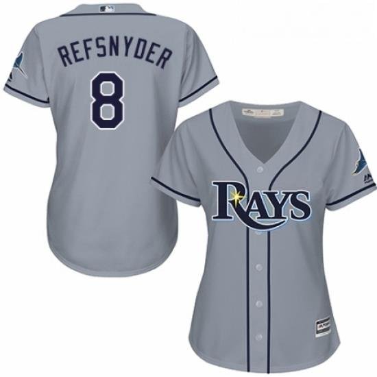 Womens Majestic Tampa Bay Rays 8 Rob Refsnyder Replica Grey Road Cool Base MLB Jersey