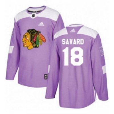 Youth Adidas Chicago Blackhawks 18 Denis Savard Authentic Purple Fights Cancer Practice NHL Jersey