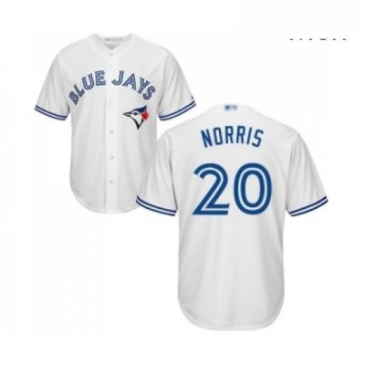 Mens Toronto Blue Jays 20 Bud Norris Replica White Home Baseball Jersey