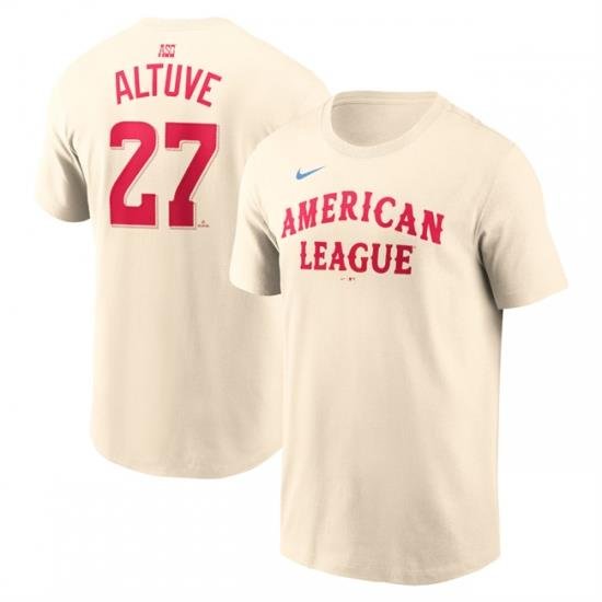 Men American League 27 Jose Altuve Cream 2024 All Star Name  26 Number T Shirt