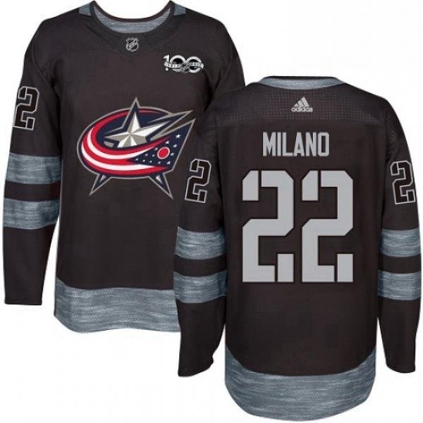 Mens Adidas Columbus Blue Jackets 22 Sonny Milano Premier Black 1917 2017 100th Anniversary NHL Jersey