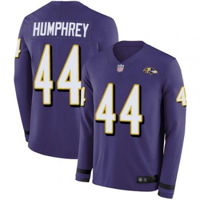 Ravens 44 Marlon Humphrey Purple Team Color Mens Stitched Football Limited Therma Long Sleeve Jers