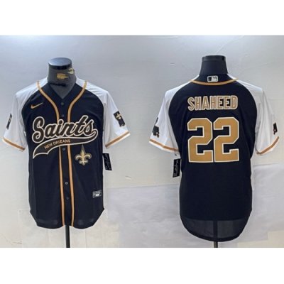 Men New Orleans Saints 22 Rashid Shaheed BlackWhite 1987 Legacy Cool Base Stitched Baseball Jersey 2