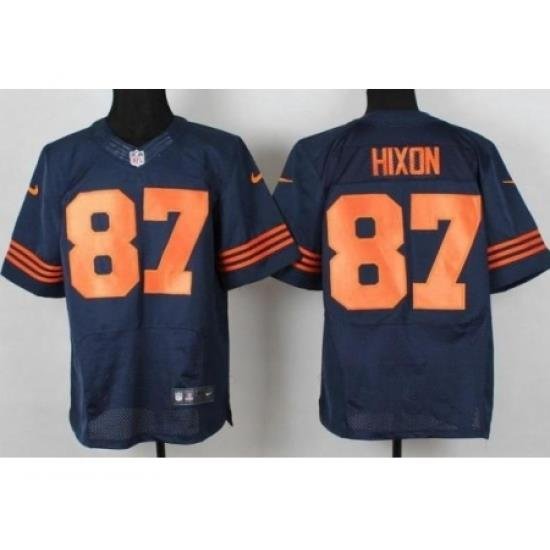 Nike Chicago Bears 87 Domenik Hixon Blue Elite Orange Number NFL Jersey