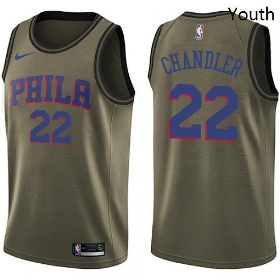 Youth Nike Philadelphia 76ers 22 Wilson Chandler Swingman Green Salute to Service NBA Jersey