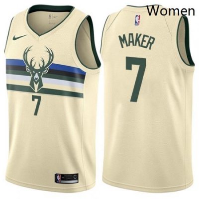 Womens Nike Milwaukee Bucks 7 Thon Maker Swingman Cream NBA Jersey City Edition