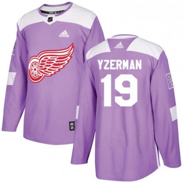 Youth Adidas Detroit Red Wings 19 Steve Yzerman Authentic Purple Fights Cancer Practice NHL Jersey