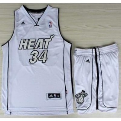 Miami Heat 34 Ray Allen White Silver Number Revolution 30 Jerseys Shorts NBA Suits