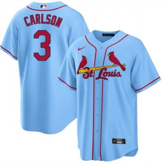 Men St  Louis Cardinals 3 Dylan Carlson Blue Cool Base Stitched Jersey