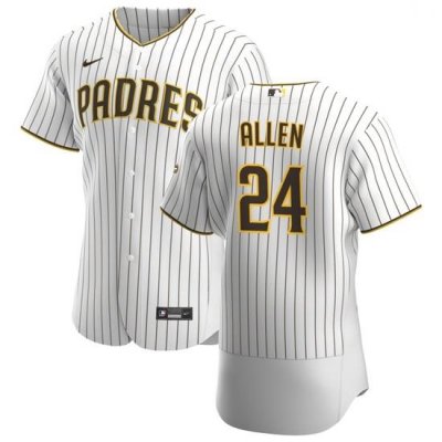 San Diego Padres 24 Greg Allen Men Nike White BroWn Home 2020 Authentic Player Jersey