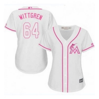 Womens Majestic Miami Marlins 64 Nick Wittgren Authentic White Fashion Cool Base MLB Jersey