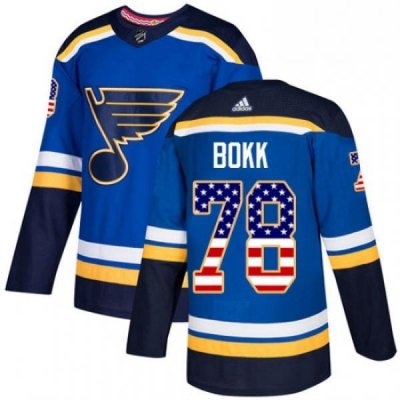 Mens Adidas St Louis Blues 78 Dominik Bokk Authentic Blue USA Flag Fashion NHL Jersey