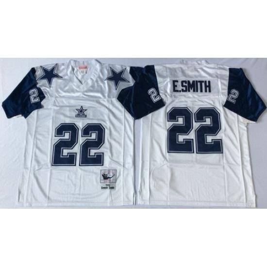 Mitchell Ness cowboys #22 Emmitt Smith white Throwback Stitched NFL Jersey