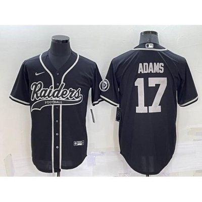 Men Las Vegas Raiders 17 Davante Adams Black Cool Base Stitched Baseball Jersey