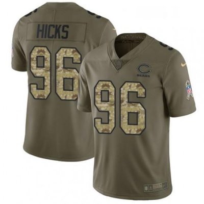 Mens Nike Chicago Bears 96 Akiem Hicks Limited OliveCamo Salute to Service NFL Jersey