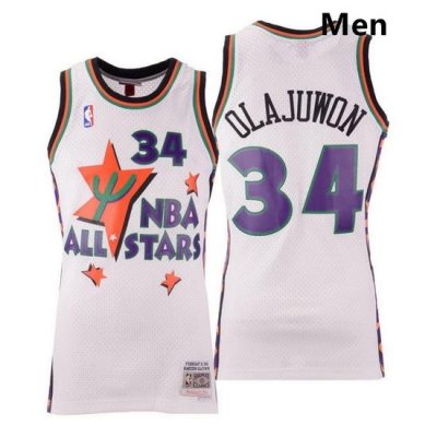 Men Houston Rockets Mitchell Ness White Assorted Hakeem Olajuwon Nba All Star 1995 Swingman Jersey