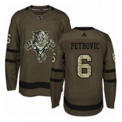 Youth Adidas Florida Panthers 6 Alex Petrovic Authentic Green Salute to Service NHL Jersey