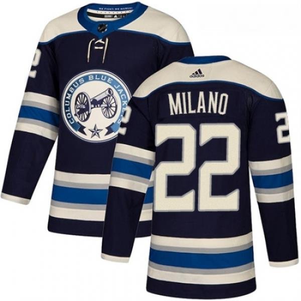 Youth Adidas Columbus Blue Jackets 22 Sonny Milano Authentic Navy Blue Alternate NHL Jersey