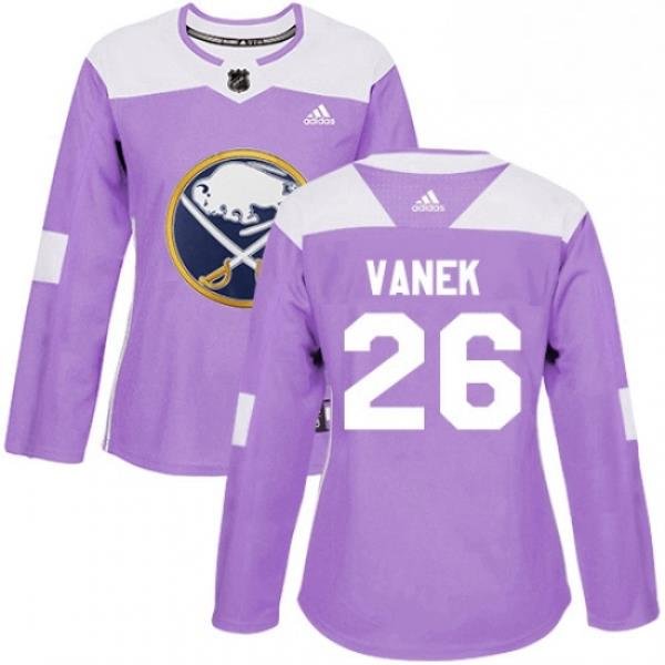 Womens Adidas Buffalo Sabres 26 Thomas Vanek Authentic Purple Fights Cancer Practice NHL Jersey