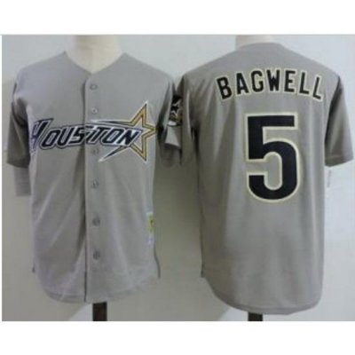 Astros 5 Jeff BagWell Gray  throWback Jersey