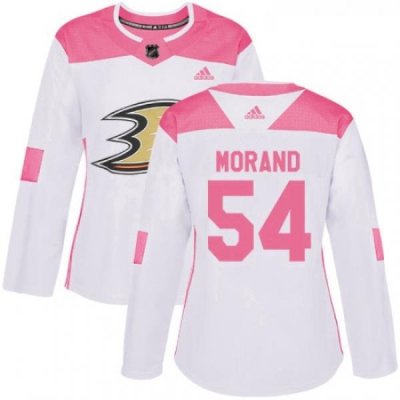 Womens Adidas Anaheim Ducks 54 Antoine Morand Authentic WhitePink Fashion NHL Jersey