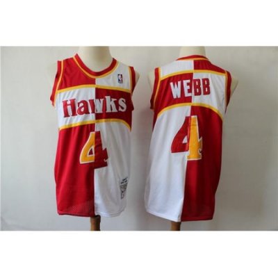 Hawks 4 Spud Webb Red Whhite 1986 87 Hardwood Classics Jersey