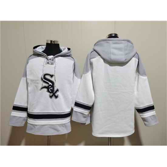 Men Chicago White Sox Blank White Ageless Must Have Lace Up Pullover Hoodie