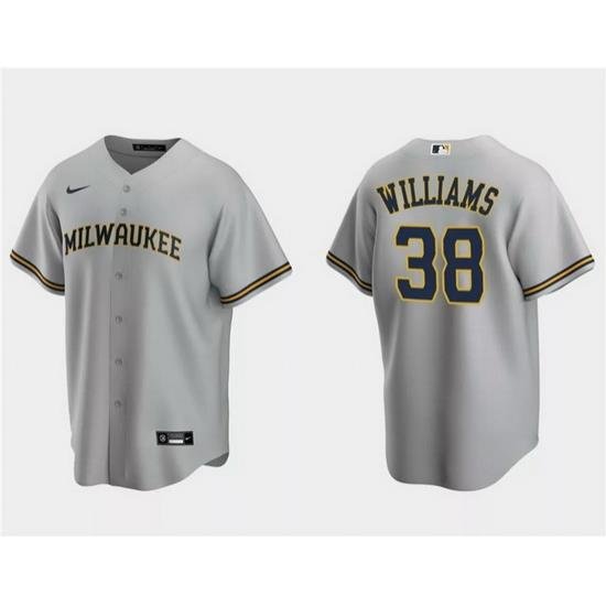 Men Milwaukee Brewers 38 Devin Williams Grey Cool Base Stitched Jersey