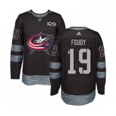 Mens Adidas Columbus Blue Jackets 19 Liam Foudy Authentic Black 1917 2017 100th Anniversary NHL Jersey