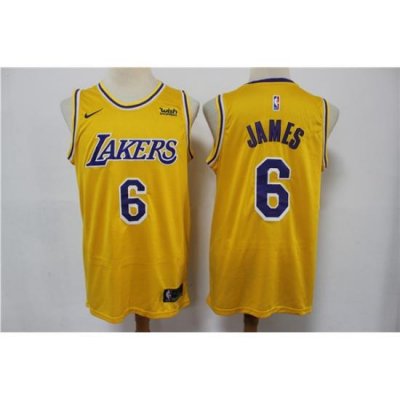 Men Los Angeles Lakers 6 LeBron James Yellow Stitched Basketball Jersey