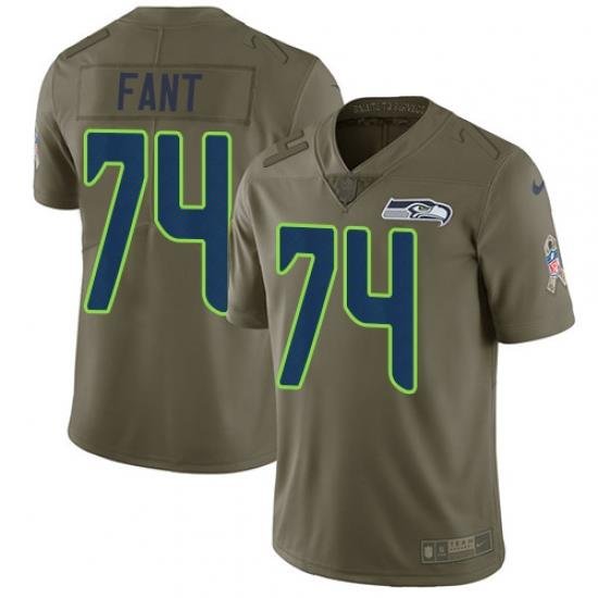 Nike SeahaWks #74 George Fant Olive Mens Stitched NFL Limited 2017 Salute to Service Jersey