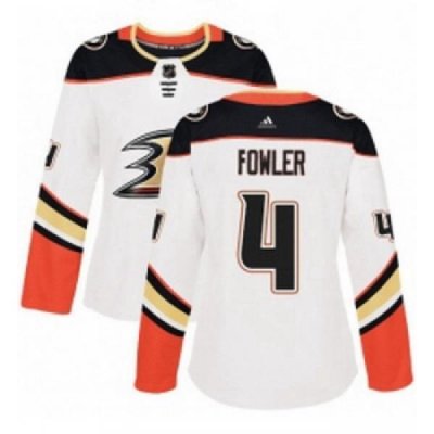 Womens Adidas Anaheim Ducks 4 Cam Fowler Authentic White Away NHL Jersey