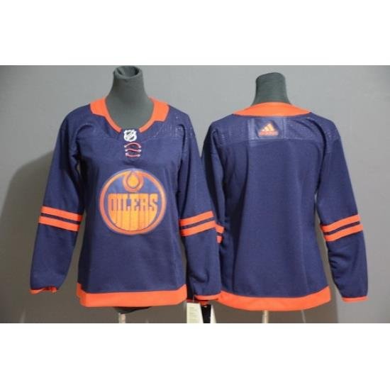 Women Oilers Blank Navy 50th Anniversary Adidas Jersey