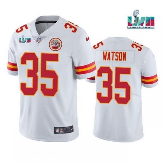 Men Women Youth Toddler Kansas City Chiefs 35 Jaylen Watson White Super Bowl LVII Patch Vapor Untouchable Limited Stitched Jersey