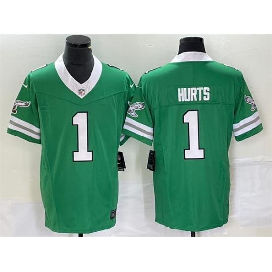 Men Philadelphia Eagles 1 Jalen Hurts Green 2023 F U S E  Vapor Untouchable Stitched Football Jersey