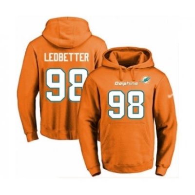 Football Mens Miami Dolphins 98 Jonathan Ledbetter Orange Name Number Pullover Hoodie