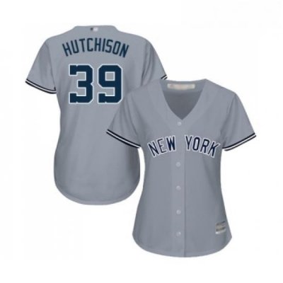 Womens New York Yankees 39 Drew Hutchison Authentic Grey Road Baseball Jersey