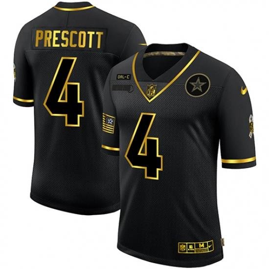 Nike Dallas Cowboys 4 Dak Prescott Black Gold 2020 Salute To Service Limited Jersey