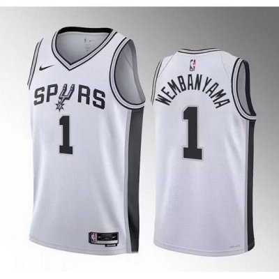 Men San Antonio Spurs 1 Victor Wembanyama White 2022 23 Association Edition Stitched Basketball JerseyS