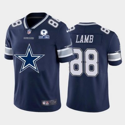 Dallas Cowboys 88 CeeDee Lamb Navy Blue Men Nike Big Team Logo With Established In 1960 Patch Vapor Limited NFL Jersey