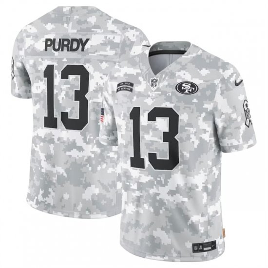 Men San Francisco 49ers 13 Brock Purdy 2024 Arctic Camo Salute To Service Limited Stitched Football Jersey