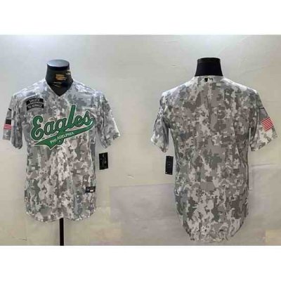 Men Philadelphia Eagles big logo 2024 F U S E Arctic Camo Salute To Service Limited Stitched Jersey 18