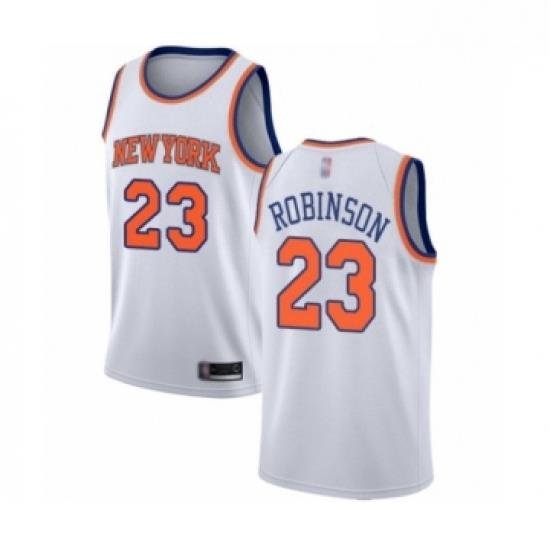 Mens New York Knicks 23 Mitchell Robinson Authentic White Basketball Jersey Association Edition