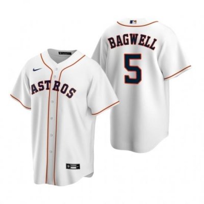 Mens Nike Houston Astros 5 Jeff BagWell White Home Stitched Baseball Jerse