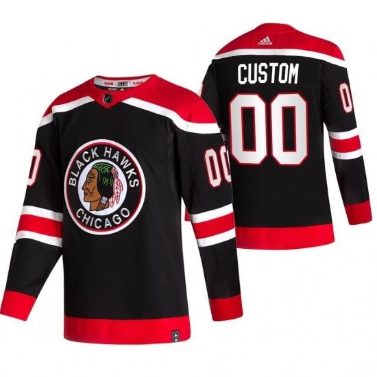 Chicago Blackhawks Custom Black Men Women youth Adidas 2020 21 Reverse Retro Alternate NHL Jersey