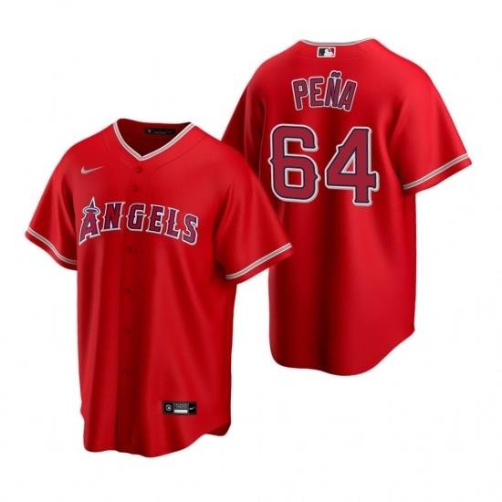 Mens Nike Los Angeles Angels 64 Felix Pena Red Alternate Stitched Baseball Jersey