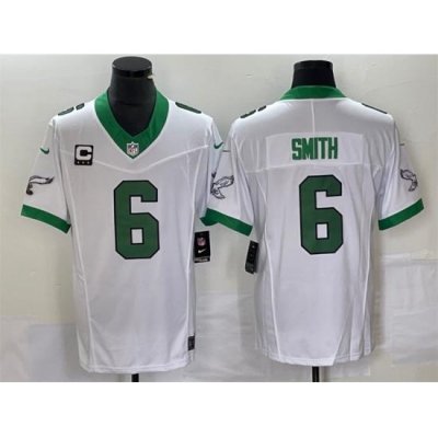 Men Philadelphia Eagles 6 DeVonta Smith White 2023 F U S E With C Patch Vapor Untouchable Stitched Football Jersey