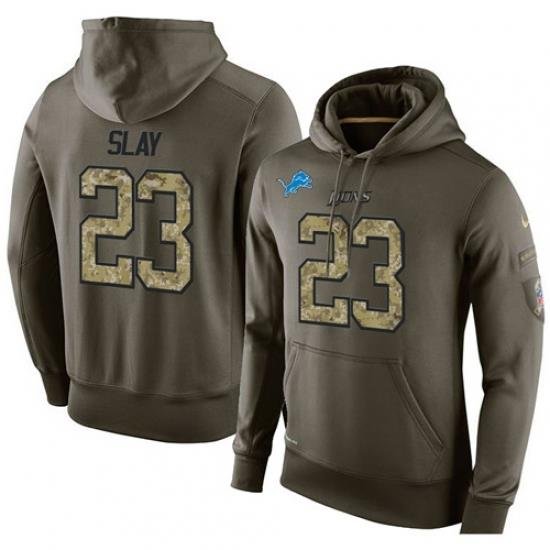 NFL Nike Detroit Lions 23 Darius Slay Green Salute To Service Mens Pullover Hoodie