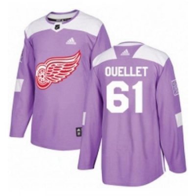 Youth Adidas Detroit Red Wings 61 Xavier Ouellet Authentic Purple Fights Cancer Practice NHL Jersey