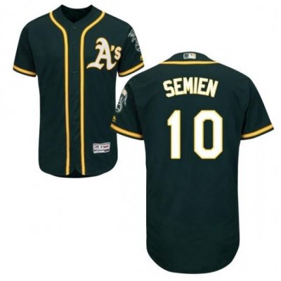 Mens Majestic Oakland Athletics 10 Marcus Semien Green Alternate Flex Base Authentic Collection MLB Jersey